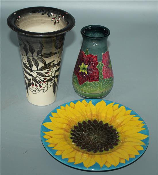 Sally Tuffin tapered vase, another and sunflower plate